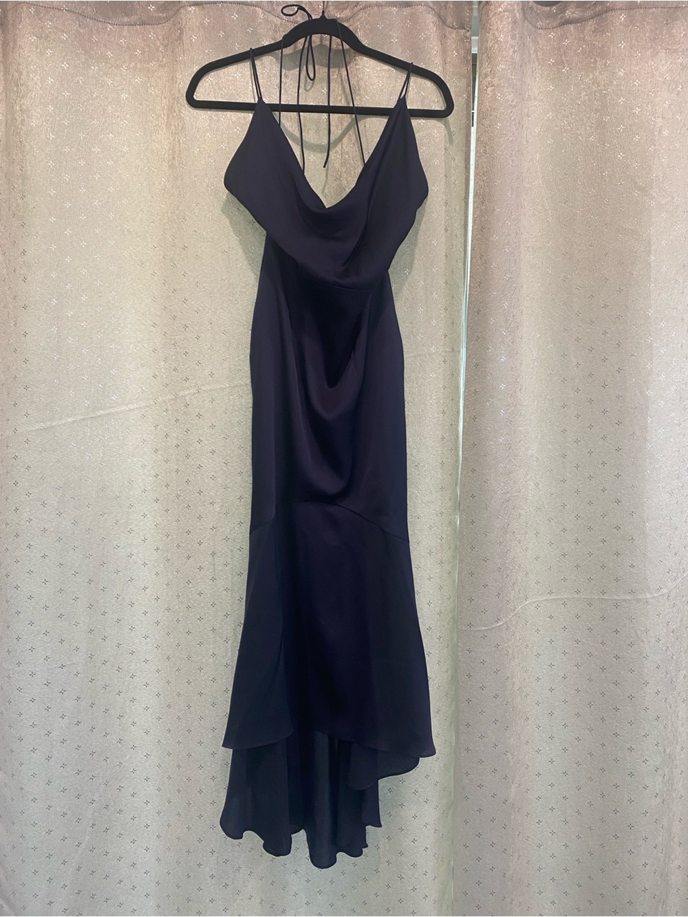 Elegant Navy Slip Halter Dress